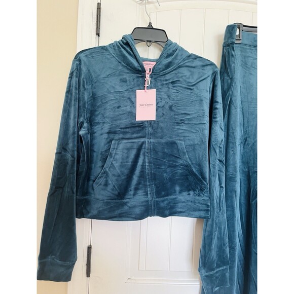 NWT JUICY COUTURE Size XL Velour Bling Tracksuits Set Rare Sea Blue - Picture 5 of 10